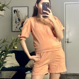 Coord Set Top & Short Puff Sleeves